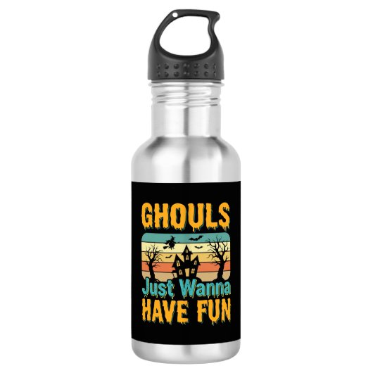 Bouteille D'eau Les goules veulent juste s'amuser Design Halloween (Devant)