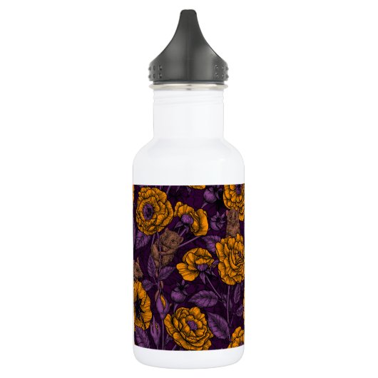 Bouteille D'eau Les souris font la fête en orange et violet (Gauche)