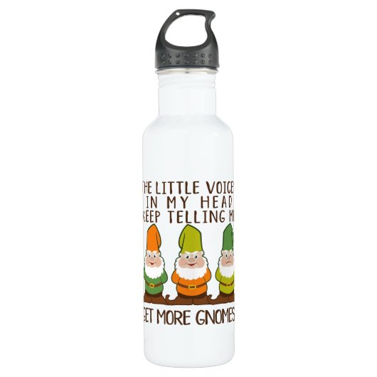 Bouteille D'eau Les voix de Littles obtiennent plus de gnomes (Devant)