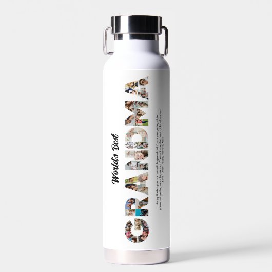 Bouteille D'eau Lettre Collage photo de la meilleure grand-mère Cu (Avant)