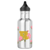 Bouteille D'eau Lettre initiale du Rose floral Monogramme Nom Coup (Droite)