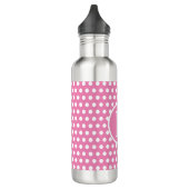 Bouteille D'eau Lettre initiale personnalisée Polka Dot Rose (Gauche)