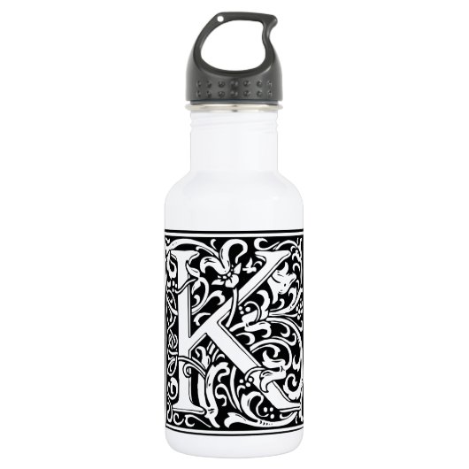 Bouteille D'eau Lettre K Monogramme médiéval Art Nouveau (Devant)