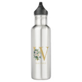 Bouteille D'eau Lettre monogramme Floral Nom initial (Droite)