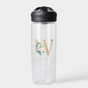 Bouteille D'eau Lettre monogramme Floral Nom initial