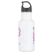Bouteille D'eau Lettre monogrammée P nom orchidée rose violet (Dos)