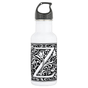 Bouteille D'eau Lettre Z Monogramme médiéval Art Nouveau