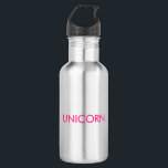 Bouteille D'eau Lettres fuchsia "Unicorne" minimaliste rose chaud<br><div class="desc">"Unicorn" minimaliste fuchsia rose chaud lettres flacon en acier inoxydable</div>