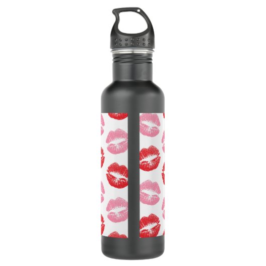 Bouteille D'eau Lèvres rouges et roses, Motif des lèvres, bâton à (Dos)