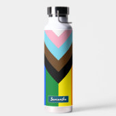 Bouteille D'eau LGBTQ & Fierté, Nom personnalisé - drapeau de prog (Gauche)