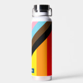 Bouteille D'eau LGBTQ & Fierté, Nom personnalisé - drapeau de prog (Arrière)