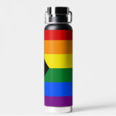 Bouteille D'eau LGBTQ & Pride - drapeau de progression arc-en-ciel (Arrière)