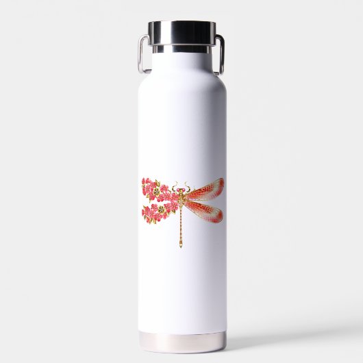 Bouteille D'eau libellule de fleurs avec sakura de bijoux (Avant)
