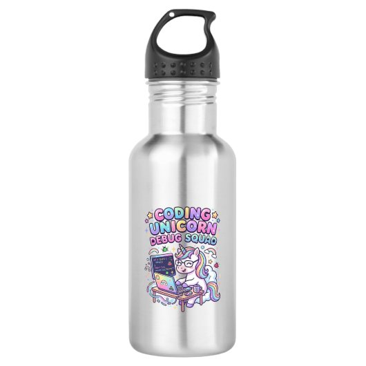 Bouteille D'eau Licorne Coding Licorne Debug Squad Marché Charmeur (Devant)