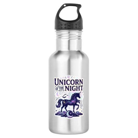 Bouteille D'eau Licorne de la conception graphique de nuit Zazzle (Devant)