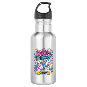 Bouteille D'eau Licorne Skater Licorne Crew Rétro Style Imprimé su