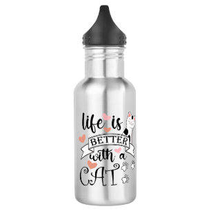 Bouteille D'eau Life is Better With a Cat quote slogan