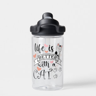 Bouteille D'eau Life is Better With a Cat quote slogan