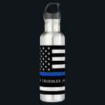 Bouteille D'eau Ligne bleue mince moderne Officier de police perso<br><div class="desc">Bouteille d'eau de la Ligne Bleue Mince - Etats-Unis Drapeau américain design en couleurs Police Drapeau, design moderne noir bleu. Parfait pour tous les policiers, maman de la police et femme de la police. Personnalisez avec le nom de l'agent de police, ou le numéro d'insigne, ou le nom de famille....</div>