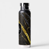 Bouteille D'eau Ligne brillante or noir chic abstrait Monogramme (Gauche)