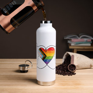 Bouteille D'eau Ligne d'art cœur Progress Pride