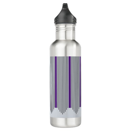 Bouteille D'eau Lignes verticales d'art déco, pourpre et noir, (Droite)
