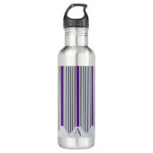 Bouteille D'eau Lignes verticales d'art déco, pourpre et noir, (Devant)