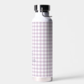 Bouteille D'eau Lila Violet Gingham Ruban Monogramme (Gauche)