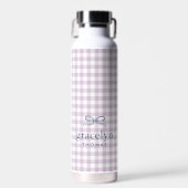Bouteille D'eau Lila Violet Gingham Ruban Monogramme (Avant)