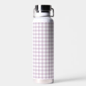 Bouteille D'eau Lila Violet Gingham Ruban Monogramme (Arrière)