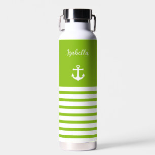 Bouteille D'eau Lime et bandes blanches Nautique Personnalisé