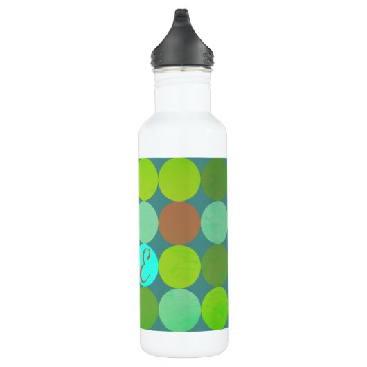 Bouteille D'eau Lime Vert Turquoise Turquoise & Rust Cercles Monog (Droite)