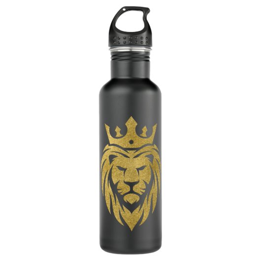 Bouteille D'eau Lion Avec Couronne - Style Or 3 (Devant)