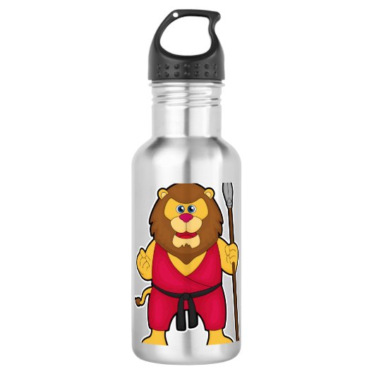 Bouteille D'eau Lion comme guerrier avec Spear (Devant)