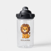 Bouteille D'eau Lion de dessin animé mignon avec nom personnalisé (Salle de sport)