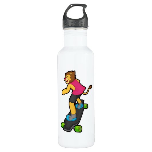 Bouteille D'eau Lion en Skateboard avec Skateboard (Devant)