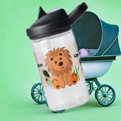 Bouteille D'eau Lion mignon dans l'herbe avec coccinelle, enfants