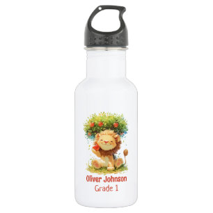 Bouteille D'eau Lion Souriant Assis Sous Un Pommier Enfants