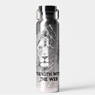 Bouteille D'eau Lion Suréaliste en Noir et Blanc Web Motivation