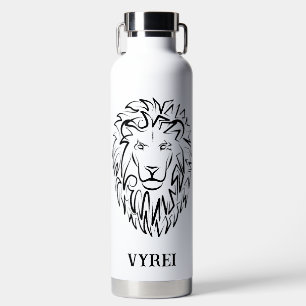 Bouteille D'eau Lion tribal noir et blanc