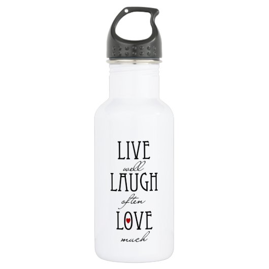 Bouteille D'eau Live rire amour texte simple (Devant)