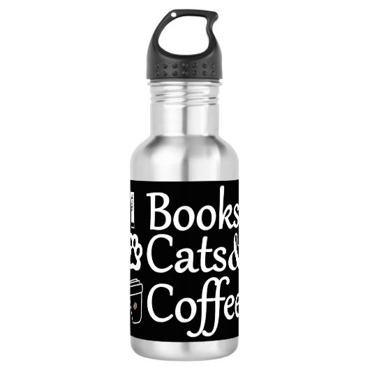 Bouteille D'eau Livres Cats & Café (Devant)
