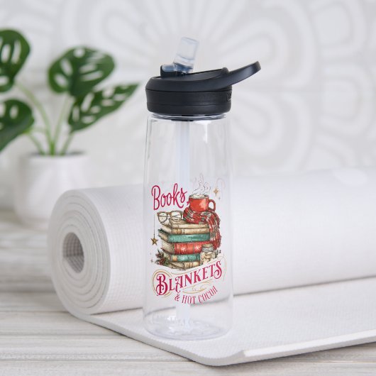 Bouteille D'eau Livres Écharpes et Chocolat Chaud (Yoga (pivotée))