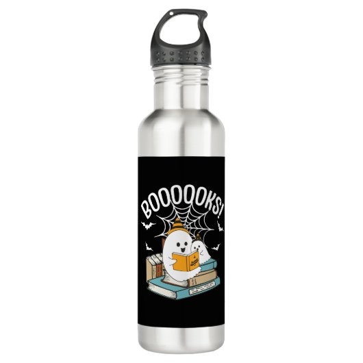 Bouteille D'eau Livres Ghost Lire Livres Halloween Drôle Lecture (Devant)