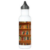 Bouteille D'eau Livres sur Arrière - plan de bibliothèque (Gauche)