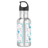 Bouteille D'eau Llama Alapaca animal bleu rose animaux (Dos)
