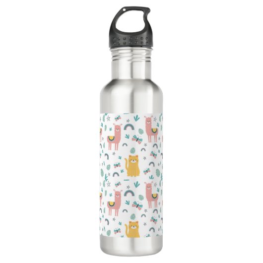 Bouteille D'eau Llama Alapaca Cute Animaux Boho Design (Devant)