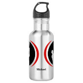 Bouteille D'eau Logo de base-ball noir rouge (Devant)