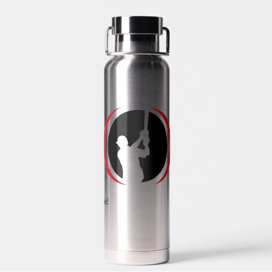 Bouteille D'eau Logo de base-ball noir rouge (Arrière)