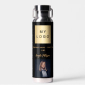 Bouteille D'eau logo de l'entreprise en or noir signature (Avant)